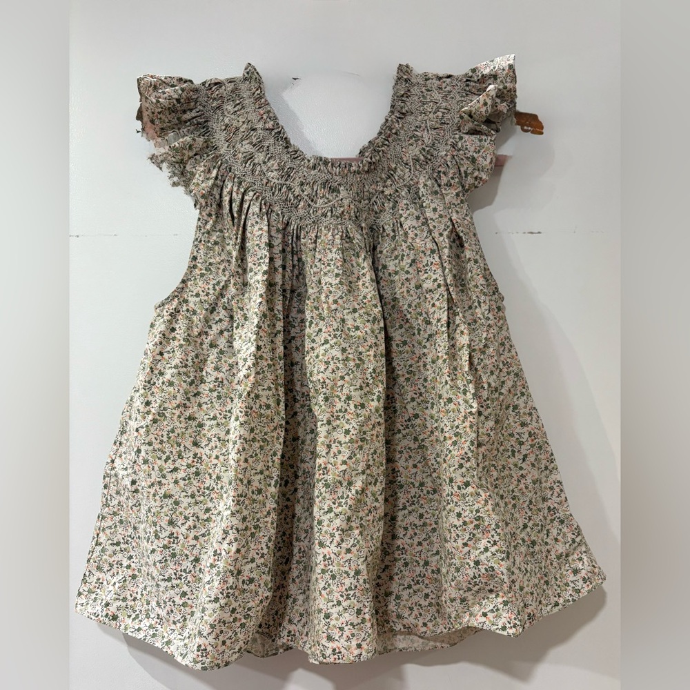 Doen Lenor Smocked Top Green Floral S